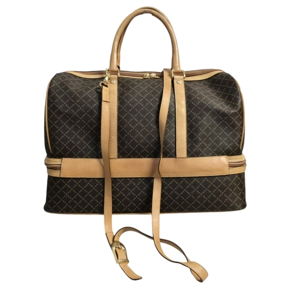 LA TOUR  EIFFEL Signature Brown Carry On Duffel Dome Traveler Canvas Leather - Picture 2 of 16